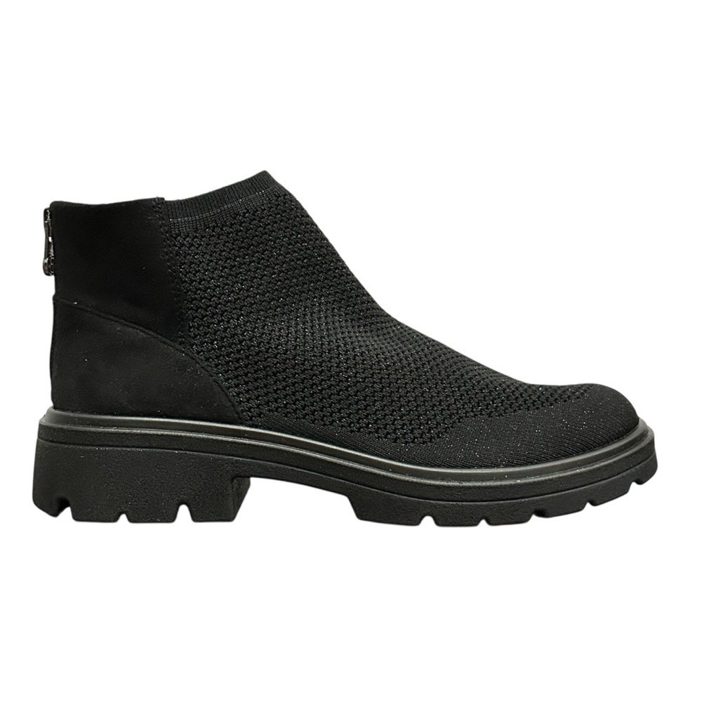 NEW BZEES May Ankle Boot in Black Shimmer Knit Fabric Comfort Bootie Size 8.5